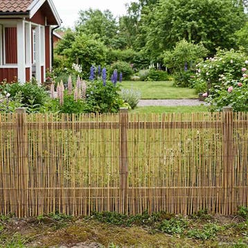 vidaXL Tuinhek Geë carboniseerd 400 x 100 cm Riet, Tuin en Terras, Verzenden, Nieuw