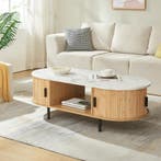 Salontafel Tvedestrand 120x55x40 cm marmer wit en naturel [e, Huis en Inrichting, Tafels | Salontafels, Verzenden, Nieuw