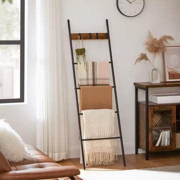 Handdoekladder met 5 Niveaus en 4 Haken - Vintage Hout Look, Verzenden, Nieuw