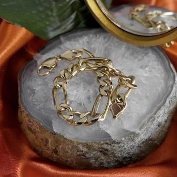 Gouden Figaro schakelarmband, Ophalen of Verzenden, Gebruikt, Overige kleuren, Goud