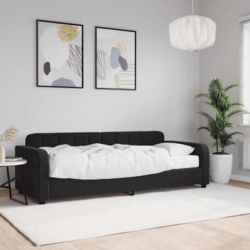 vidaXL Slaapbank met matras 80x200 cm fluweel zwart, Eenpersoons, Verzenden, Zwart, Nieuw