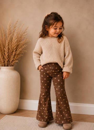 Flared | bruin | hart, Kinderen en Baby's, Kinderkleding | Maat 134, Nieuw