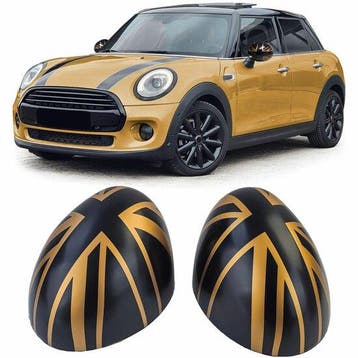 Spiegelkappen Union zwart/geel passend voor Mini F54, F55..., Verzenden, Nieuw