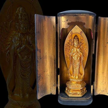 Senju Kannon () in een zwarte gelakte houten, Antiek en Kunst