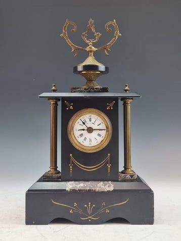 Klok - Marmer, Messing - 1880-1920, Antiek en Kunst, Antiek | Klokken