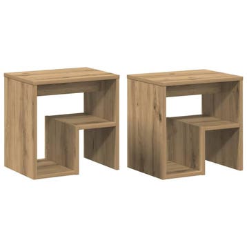 vidaXL Nachtkastjes 2 st 40x30x40 cm bewerkt hout artisanaal, Verzenden, Nieuw, Hout