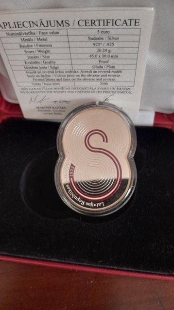 Letland. 5 Euro 2022 Constitution Proof (Zonder