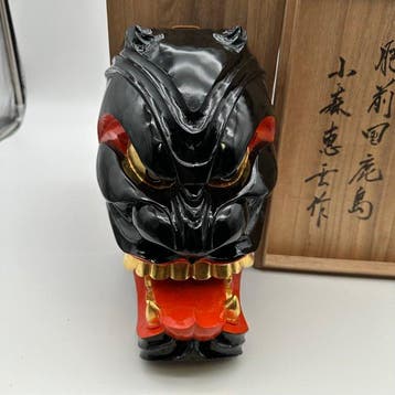 Noh masker - Hout - Ondertekend, met tomobako (Zonder, Antiek en Kunst
