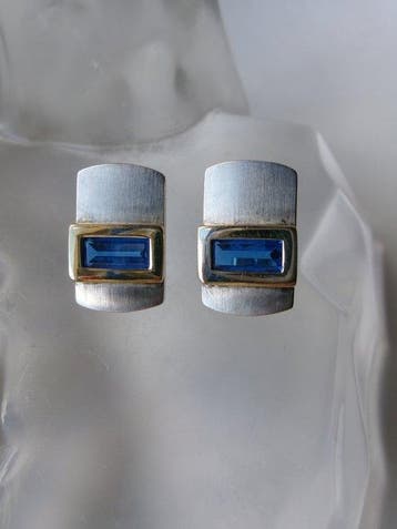 Zilver, Spinel - Oorbellen - Art Deco-stijl