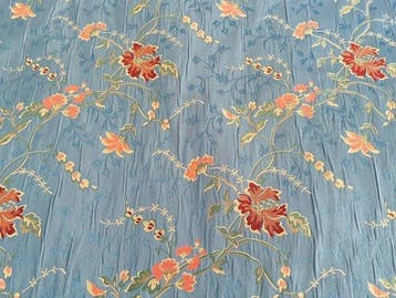 5,00 x 1,40 m – Blauwe meubelstof met bloemmotief in