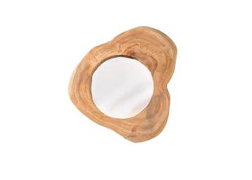Handgemaakte spiegel REFLECT 31 cm natuurlijke teakhouten, Huis en Inrichting, Woonaccessoires | Spiegels, Ophalen of Verzenden