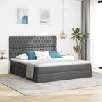 vidaXL Opslag bed met matras Donkergrijs 160 x 200 cm, Huis en Inrichting, Slaapkamer | Bedden, Verzenden, Nieuw, Grijs, Stof