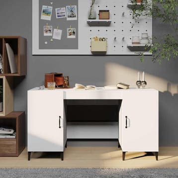 vidaXL Bureau 140x50x75 cm bewerkt hout wit, Verzenden, Nieuw
