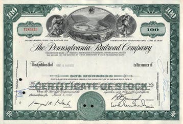 Certificaat van aandeel The Pennsylvania Railroad Company, Verzenden