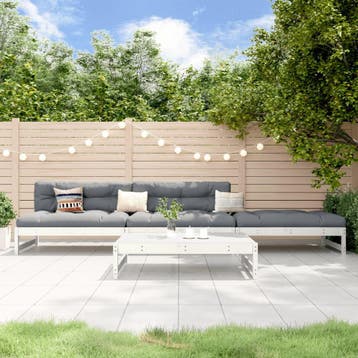 vidaXL 4-delige Loungeset massief grenenhout wit, Verzenden, Nieuw, 4 zitplaatsen, Loungeset