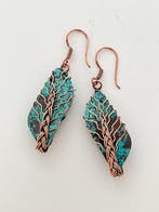 Koper Turkoois - Tree of Life - Koper - 6,8 cm - Oorbellen