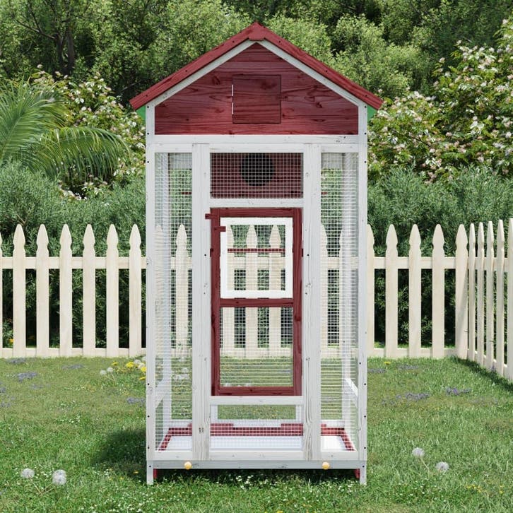 vidaXL Volière 91,5x53x170 cm massief grenenhout, Dieren en Toebehoren, Overige Dieren-accessoires, Nieuw, Verzenden