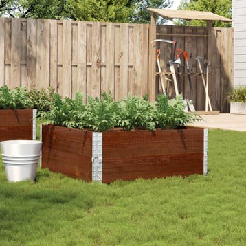 vidaXL Plantenbak 100x100 cm massief grenenhout bruin, Tuin en Terras, Bloembakken en Plantenbakken, Verzenden, Nieuw, Hout