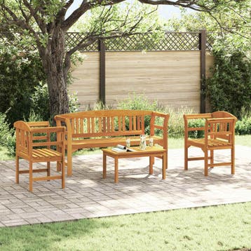 vidaXL Tuinrozelounge set 4 pcs Massief Acaciahout, Verzenden, Nieuw, 4 zitplaatsen, Loungeset