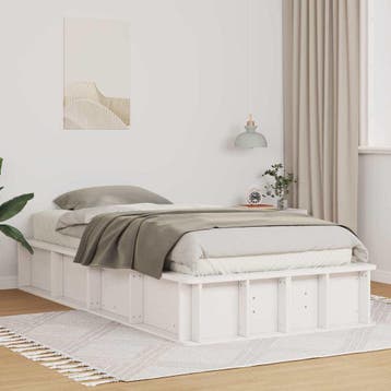 vidaXL Bedframe Wit 100 x 200 cm Massief grenenhout, Huis en Inrichting, Slaapkamer | Bedden, Verzenden, Nieuw, Wit, Hout