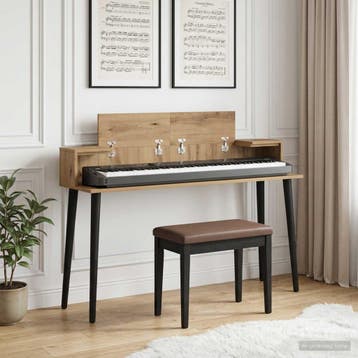 vidaXL studiobureau Artisanaal eiken 130 x 36 x 19,5 cm, Verzenden, Nieuw