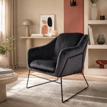 Antonio fauteuil velvet zwart, Ophalen of Verzenden, Nieuw, Zwart