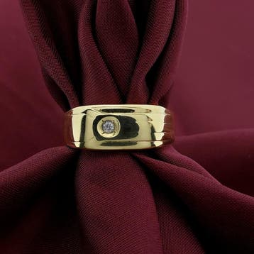 Gouden heren zegelring met zirconia, Gebruikt, 20 of groter, Heer, Ophalen of Verzenden