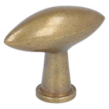 Knop ovaal puntig, oud messing, 54 x 20 mm, Verzenden, Nieuw
