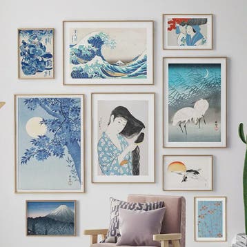 Vintage Japanse Muurdecoratie Canvas: Hokusai Golven, Fuji &, Verzenden, Nieuw