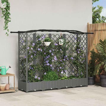 vidaXL Verhoogd Bed met Trellis en Dak Lichtgrijs 203,5 x 40, Verzenden, Nieuw, Minder dan 60 cm, 60 cm of meer