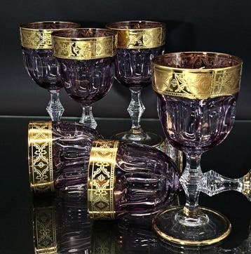 Artemisia - Drinkset (6) - Kristal, goud 24 karaat