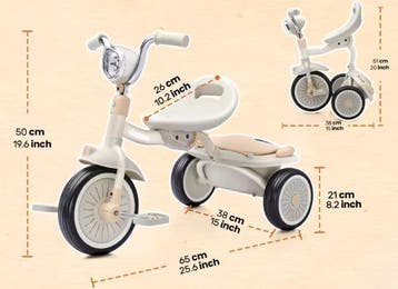 Opvouwbare Peuter Driewieler met Pedalen en Mand, Verzenden, Nieuw