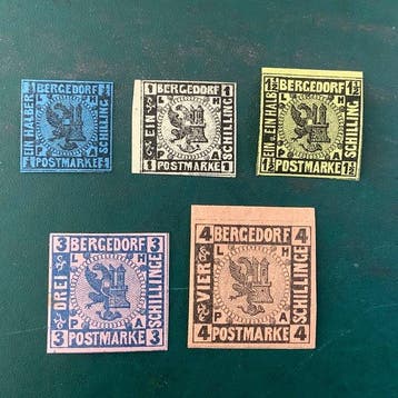 Bergedorf - Volledige emissie wapenschild gekeurd - MH -, Gestempeld