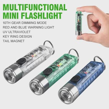 Compacte LED Sleutelhanger Zaklamp - USB Oplaadbaar, Multifu, Verzenden, Nieuw