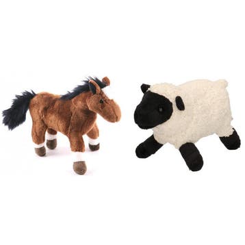 Pluche boerderijdieren knuffelset - schaap/lammetje - paard, Verzenden, Nieuw