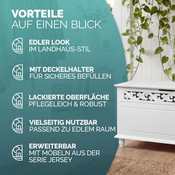 Houten kist Jersey Wit 80x40x48cm (Kasten, Interieur), Verzenden, Nieuw