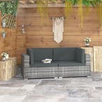 vidaXL Hoekbanken 2 st met kussens poly rattan grijs, Verzenden, Nieuw