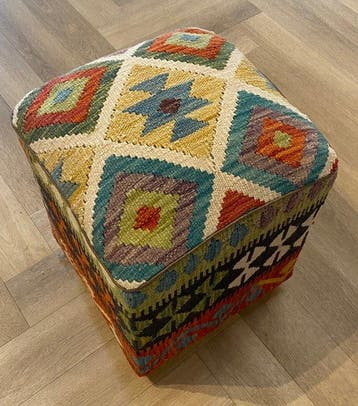 Kelim Poef(Ongebruikt/Nieuw) - Tapijt - 36 cm - 36 cm, Nieuw