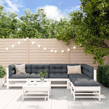 vidaXL 7-delige Loungeset massief grenenhout wit, Verzenden, Nieuw, 7 zitplaatsen, Loungeset