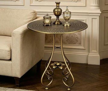Hand painted brass color iron table - Salontafel - IJzer,
