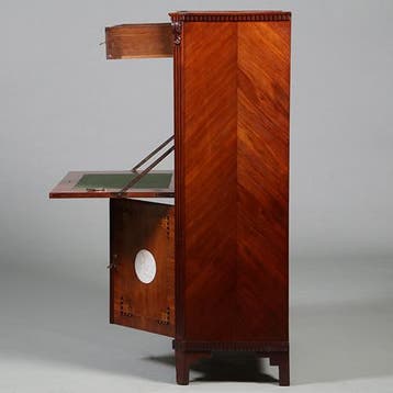 Secretaire Abattant of klepbureau met 4 biscuit panelen prac, Ophalen of Verzenden