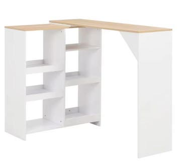 Witte Bartafel met Plank – 138×39×110 cm, Modern Design, Verzenden, Nieuw