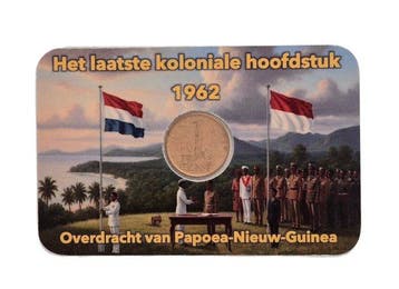 Nederland. Juliana. Coincard Het laatste koloniale, Postzegels en Munten