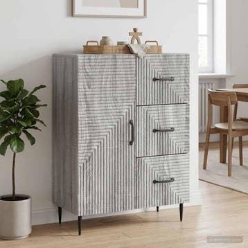 vidaXL Dressoir met lade Grijs sonoma 66 x 34,5 x 89,5 cm, Verzenden, Nieuw, Overige houtsoorten, Minder dan 50 cm