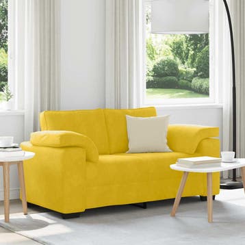 vidaXL Loveseat Sofa Geel 160x77x82 cm Fluweel, Verzenden, Nieuw, Stof