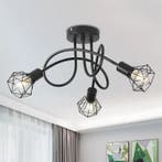 Industriële plafondlamp 3 lichts zwart aluminium, Verzenden, Nieuw