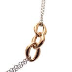 Bicolor gouden ankerschakel collier (Ketting), Ophalen of Verzenden, Gebruikt, Overige kleuren, Goud
