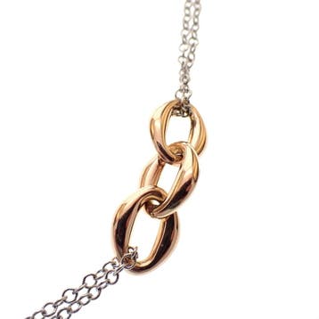 Bicolor gouden ankerschakel collier (Ketting), Ophalen of Verzenden, Gebruikt, Overige kleuren, Goud