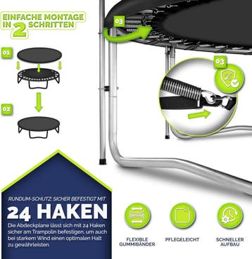 Trampoline beschermhoes - Afdekhoes - 427 cm - Zwart - KIDUK, Verzenden, Zo goed als nieuw