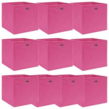vidaXL Opbergboxen 10 st 32x32x32 cm stof roze, Verzenden, Nieuw